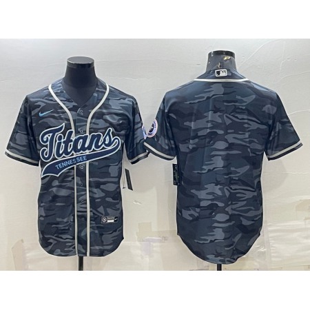 Men's Tennessee Titans Blank Grey Camo With Patch Cool Base Stitched Baseball Jersey