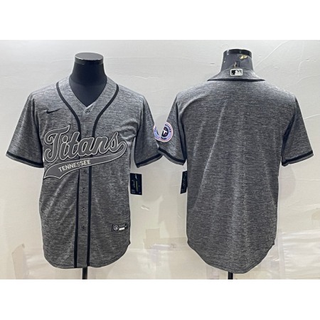 Men's Tennessee Titans Blank Grey With Patch Cool Base Stitched Baseball Jersey