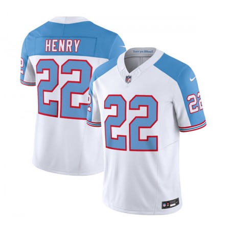 Men's Tennessee Titans #22 Derrick Henry White/Blue 2023 F.U.S.E. Vapor Limited Throwback Stitched Football Jersey