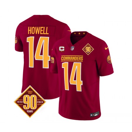 Men's Washington Commanders #14 Sam Howell Burgundy 2023 F.U.S.E. With 1-Star C Patch 90th Anniversary Vapor Limited Stitched Football Jersey