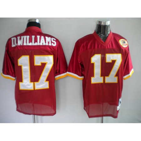 Mitchell and Ness Redskins #17 Doug Williams Red With 50TH Anniversary Patch Stitched NFL Jersey
