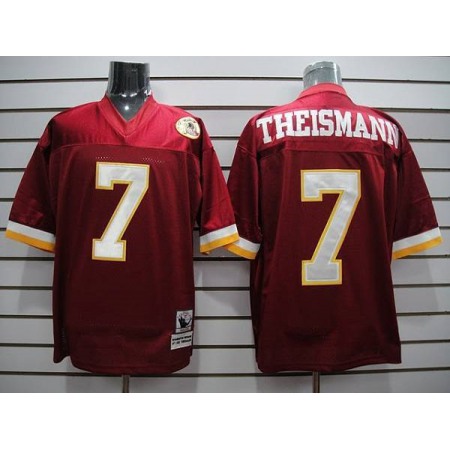 Mitchell and Ness Redskins #7 Joe Theismann Red With 50TH Anniversary Stitched NFL Jersey