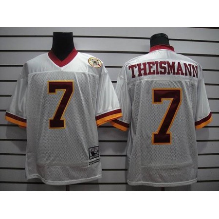 Mitchell and Ness Redskins #7 Joe Theismann White With 50TH Anniversary Stitched NFL Jersey