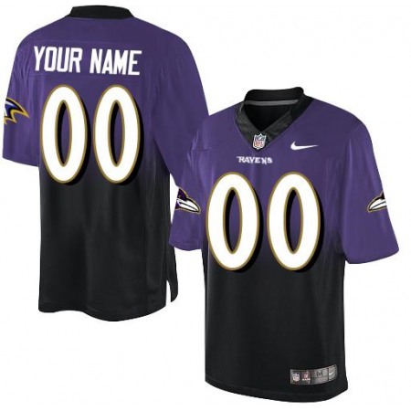 Nike Baltimore Ravens Customized Purple/Black Men's Stitched Elite Fadeaway Fashion NFL Jersey