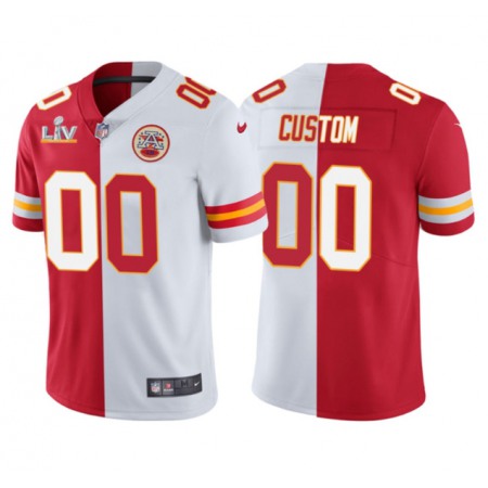 Men's Kansas City Chiefs Custom Red/White Split Super Bowl LV Limited Stitched Jersey