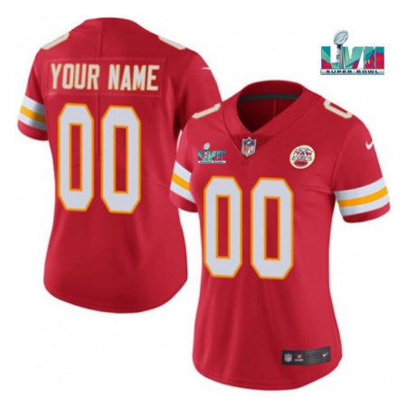 Women's Kansas City Chiefs Active Player Custom Red Super Bowl LVII Patch Vapor Stitched Jersey(Run Small)
