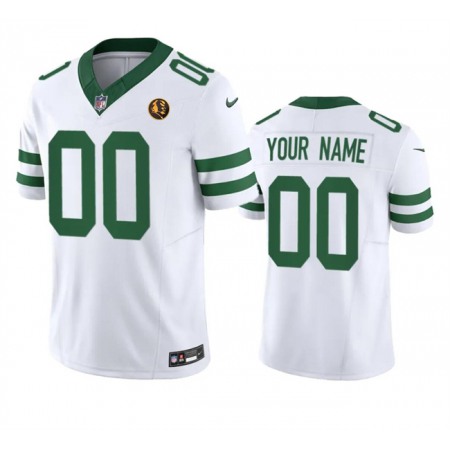 Men's New York Jets Active Player Custom White 2023 F.U.S.E. Throwback With John Madden Patch Vapor Limited Stitched Football Jersey