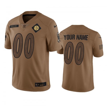 Men's Pittsburgh Steelers Active Player Custom 2023 Brown Salute To Setvice Limited Stitched Football Jersey
