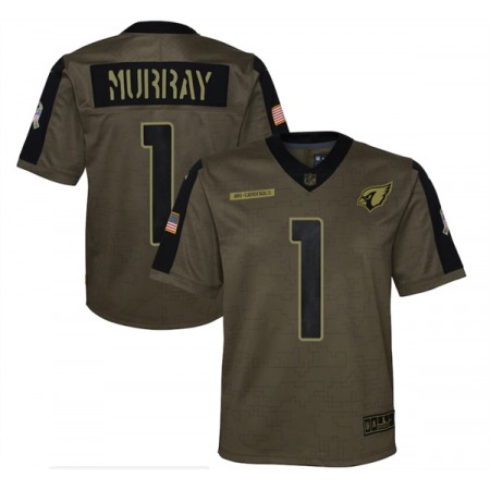 Youth Arizona Cardinals #1 Kyler Murray 2021 Olive Salute To Service Limited Stitched Jersey