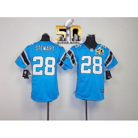 Nike Panthers #28 Jonathan Stewart Blue Alternate Super Bowl 50 Youth Stitched NFL Elite Jersey