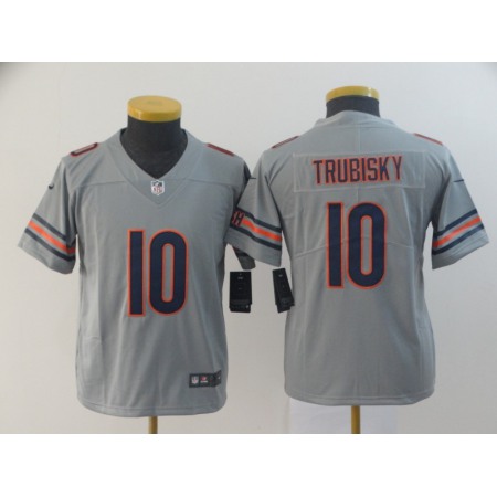 Youth Chicago Bears #10 Mitchell Trubisky 2019 Silver Inverted Legend Stitched NFL Jersey
