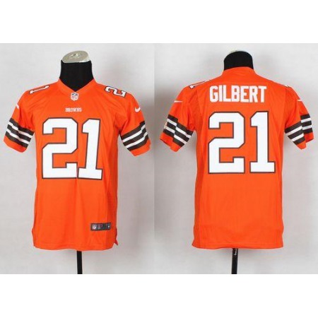 Nike Browns #21 Justin Gilbert Orange Alternate Youth Stitched NFL Elite Jersey
