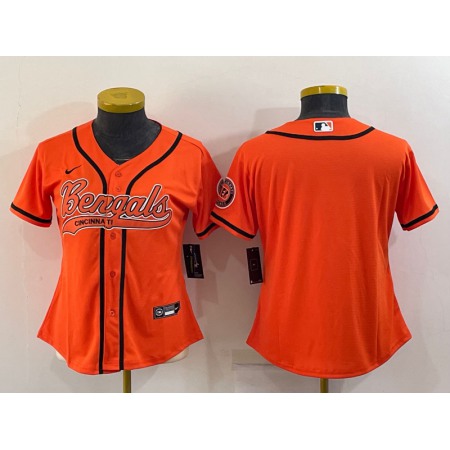 Youth Cincinnati Bengals Blank Orange With Patch Cool Base Stitched Baseball Jersey