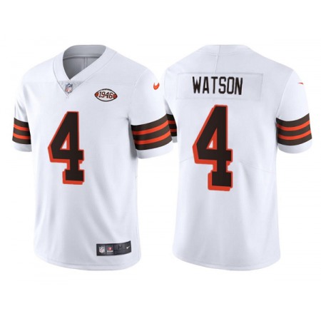 Youth Cleveland Browns #4 Deshaun Watson White 1946 Collection Vapor Untouchable Limited Stitched Jersey