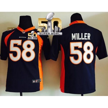 Nike Broncos #58 Von Miller Blue Alternate Super Bowl 50 Youth Stitched NFL Elite Jersey