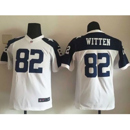 Nike Cowboys #82 Jason Witten White Thanksgiving Youth Throwback Stitched NFL Elite Jersey