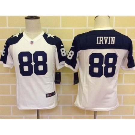 Nike Cowboys #88 Michael Irvin White Thanksgiving Youth Throwback Stitched NFL Elite Jersey