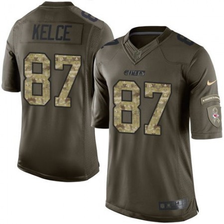 Nike Chiefs #87 Travis Kelce Green Youth Stitched NFL Limited Salute to Service Jersey