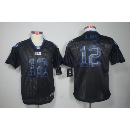 Youth Indianapolis Colts #12 Andrew Luck Light Out Black Limited Stitched NFL Jersey