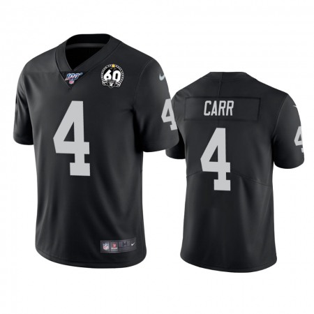 Youth Oakland Raiders #4 Derek Carr Black 2019 100th Season With 60 Patch Vapor Untouchable Limited Stitched NFL Jersey