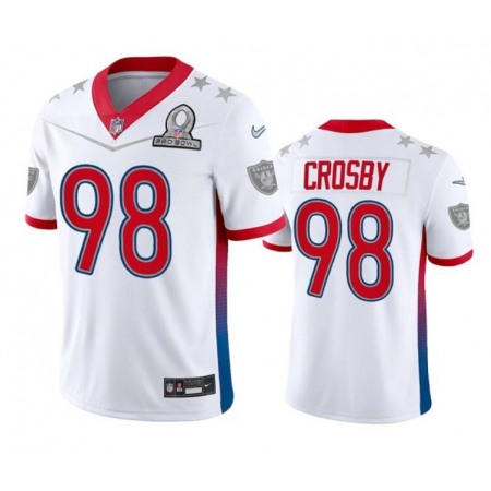 Youth Las Vegas Raiders #98 Maxx Crosby 2022 White Pro Bowl Stitched Jersey