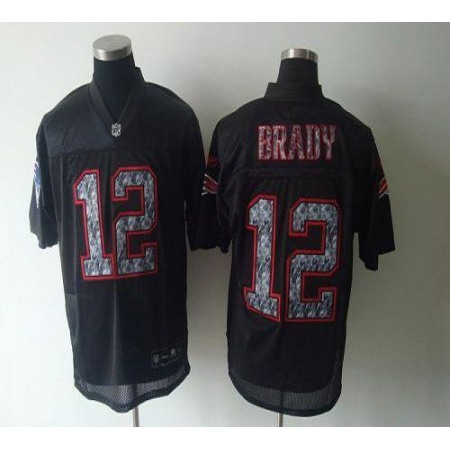 Sideline Black United Patriots #12 Tom Brady Black Stitched Youth NFL Jersey