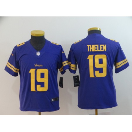 Youth Minnesota Vikings #19 Adam Thielen Purple Color Rush Limited NFL Stitched Jersey