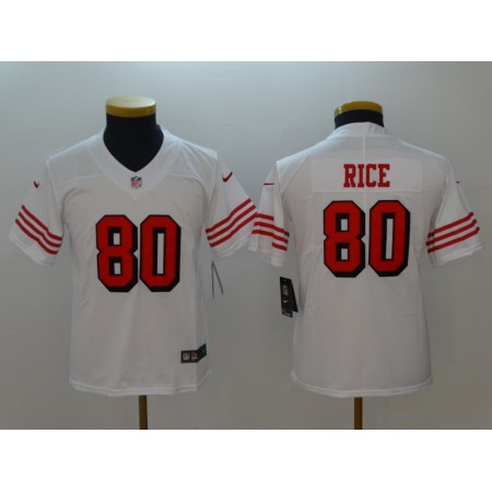 Youth NFL San Francisco 49ers #80 Jerry Rice White Vapor Untouchable Limited Stitched Jersey