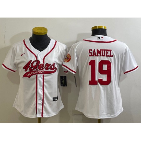 Youth San Francisco 49ers #19 Deebo Samuel White With Patch Cool Base Stitched Baseball Jersey