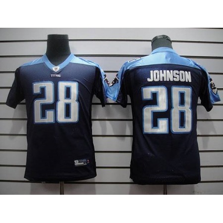 Titans #28 Chris Johnson Dark Blue Stitched Youth NFL Jersey