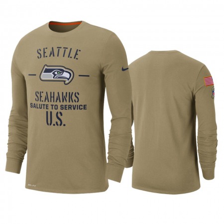 Men's Seattle Seahawks Tan 2019 Salute to Service Sideline Performance Long Sleeve Shirt