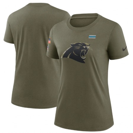 Women's Carolina Panthers Olive 2021 Salute To Service T-Shirt (Run Small)