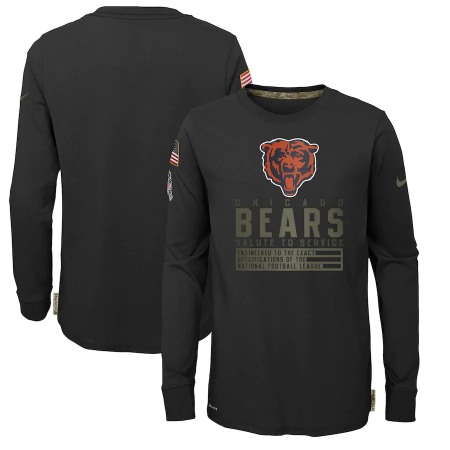 Youth Chicago Bears 2020 Black Salute To Service Sideline Performance Long Sleeve T-Shirt