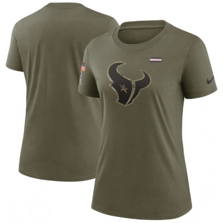 Women's Houston Texans Olive 2021 Salute To Service T-Shirt (Run Small)