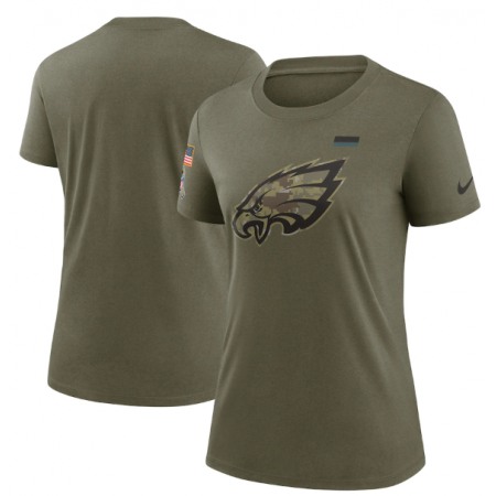 Women's Philadelphia Eagles Olive 2021 Salute To Service T-Shirt (Run Small)