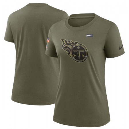 Women's Tennessee Titans Olive 2021 Salute To Service T-Shirt (Run Small)
