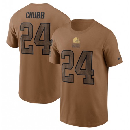 Men's Cleveland Browns #24 Nick Chubb 2023 Brown Salute To Service Name & Number T-Shirt