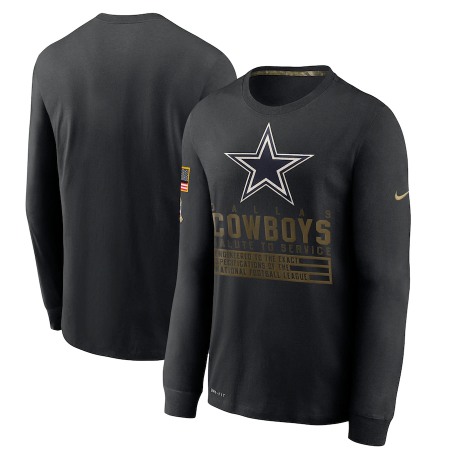 Men's Dallas Cowboys 2020 Black Salute to Service Sideline Performance Long Sleeve T-Shirt