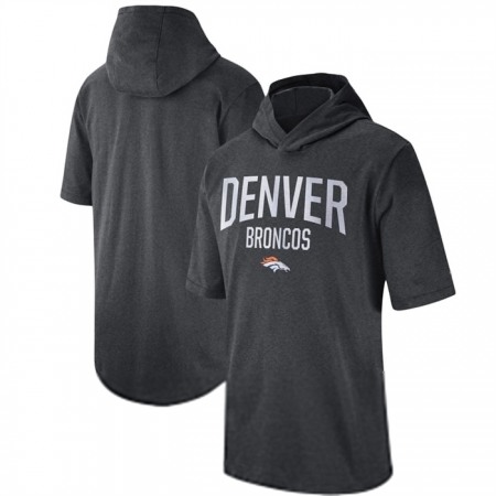 Men's Denver Broncos Heathered Charcoal Sideline Training Hoodie Performance T-Shirt