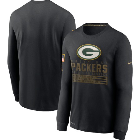 Men's Green Bay Packers 2020 Black Salute to Service Sideline Performance Long Sleeve T-Shirt