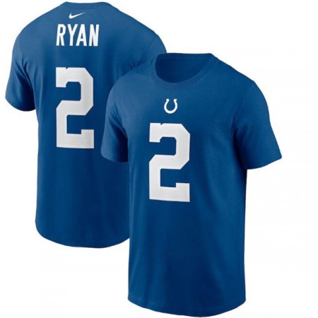 Men's Indianapolis Colts #2 Matt Ryan Blue 2022 Name & Number T-Shirt