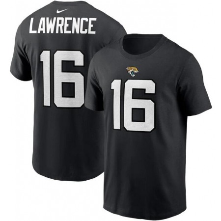 Men's Jacksonville Jaguars #16 Trevor Lawrence 2021 Black NFL Draft First Round Pick Player Name & Number T-Shirt