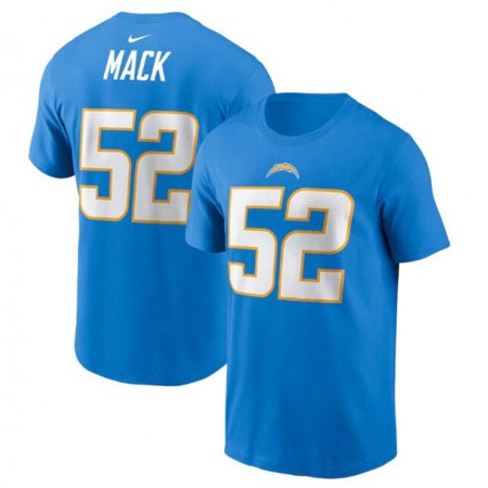 Men's Los Angeles Chargers #52 Khalil Mack 2022 Blue Name & Number T-Shirt