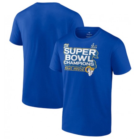 Men's Los Angeles Rams 2022 Royal Super Bowl LVI Champions Parade Celebration T-Shirt