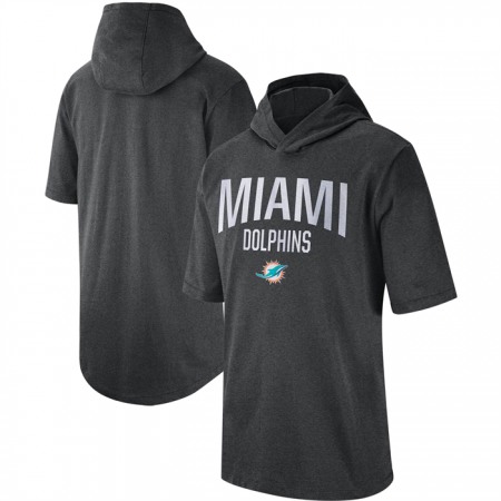 Men's Miami Dolphins Heathered Charcoal Sideline Training Hoodie Performance T-Shirt