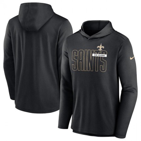 Men's New Orleans Saints Black Lightweight Performance Hoodie Long Sleeve T-Shirt