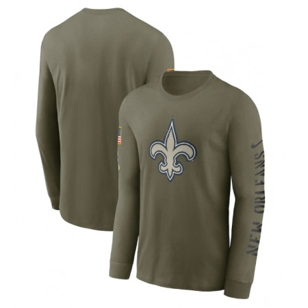 Men's New Orleans Saints Olive 2022 Salute to Service Long Sleeve T-Shirt