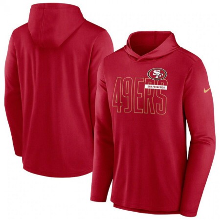 Men's San Francisco 49ers Scarlet Lightweight Performance Hoodie Long Sleeve T-Shirt