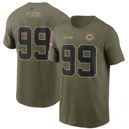 Men's Washington Football Team #99 Chase Young 2021 Olive Salute To Service Legend Performance T-Shirt