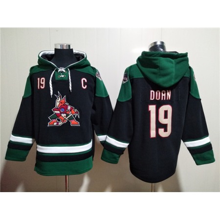 Men's Arizona Coyotes #19 Shane Doan Black/Green Ageless Must-Have Lace-Up Pullover Hoodie